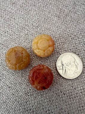 RARE Vintage Chinese Carved Carnelian Beads B